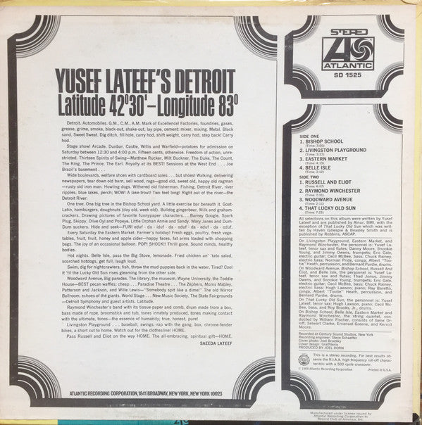 Yusef Lateef : Yusef Lateef's Detroit Latitude 42° 30' Longitude 83° (LP, Album, Pre)