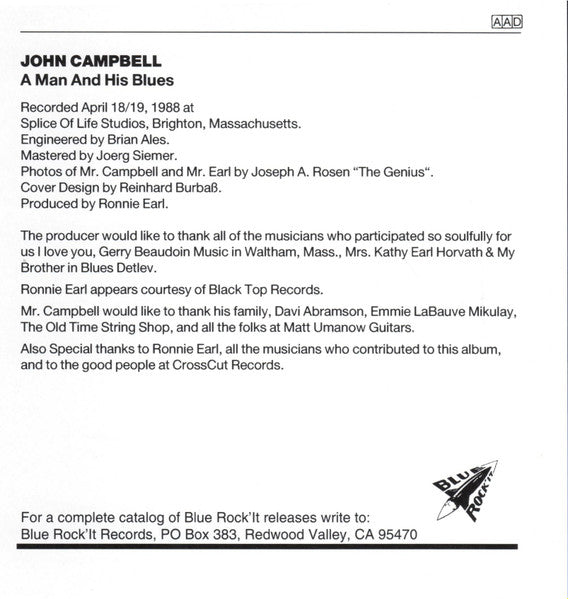 John Campbell : A Man And His Blues (CD, Album)