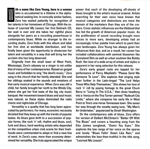 Zora Young : Learned My Lesson (CD, Album)