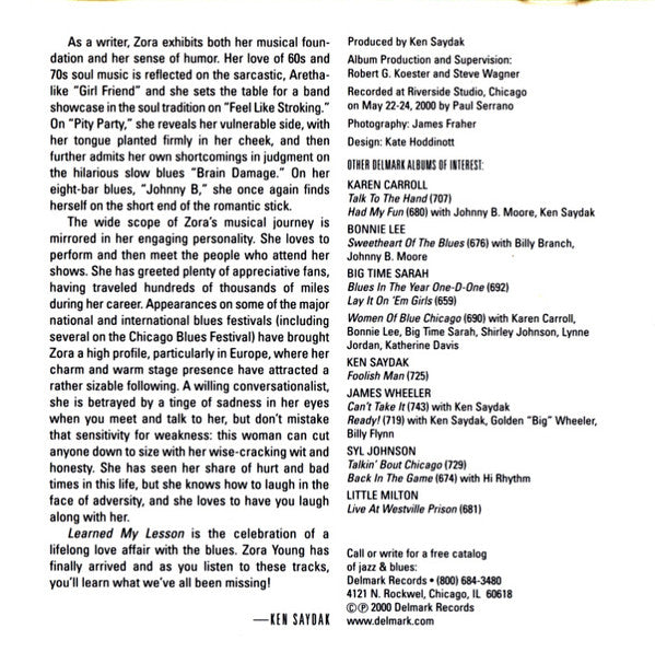 Zora Young : Learned My Lesson (CD, Album)