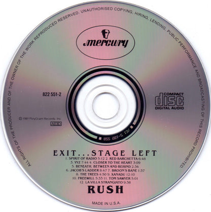 Rush : Exit...Stage Left (CD, Album, RE)