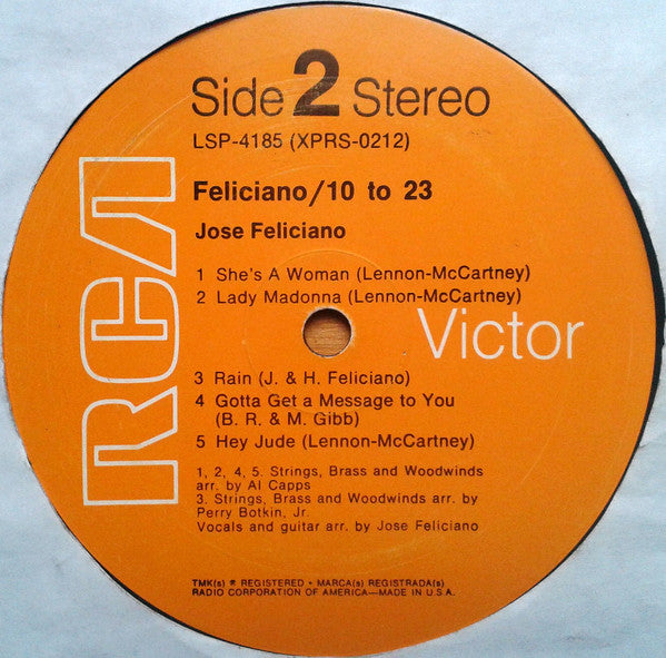 José Feliciano : Feliciano / 10 To 23 (LP, Album, Ind)