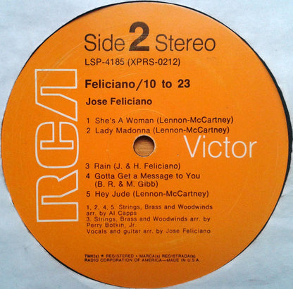 José Feliciano : Feliciano / 10 To 23 (LP, Album, Ind)