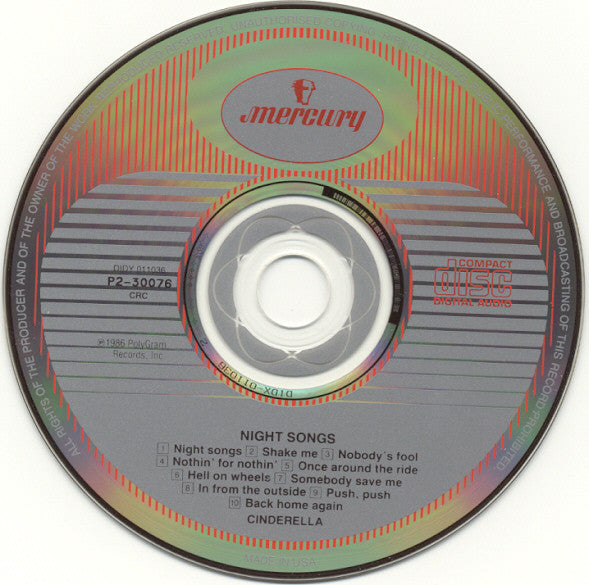 Cinderella (3) : Night Songs (CD, Album, Club, CRC)