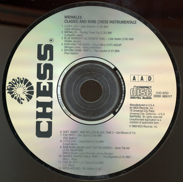 Various : Wrinkles - Classic And Rare Chess Instrumentals (CD, Album, Comp)