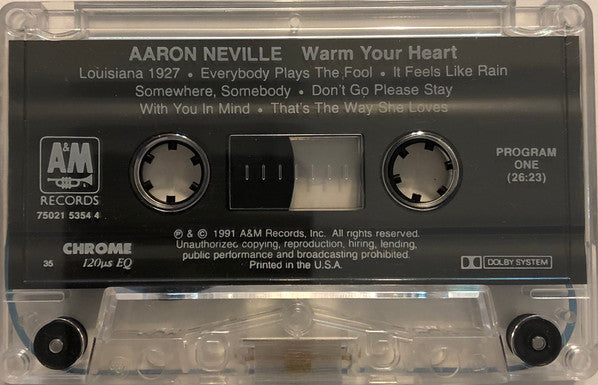 Aaron Neville : Warm Your Heart (Cass, Album)