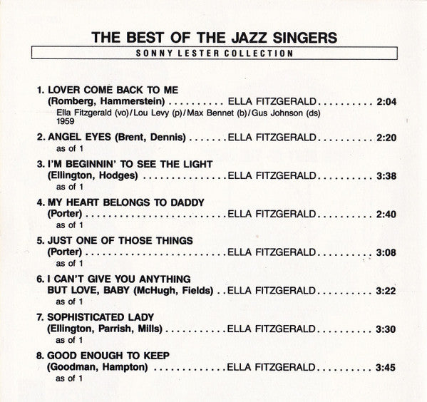Various : The Best Of The Jazz Singers (CD, Comp)