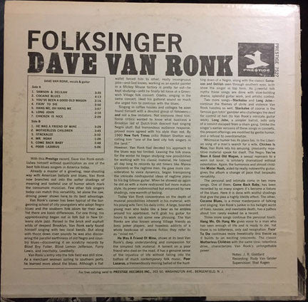 Dave Van Ronk : Folksinger (LP, Album, RE, Gre)