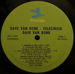 Dave Van Ronk : Folksinger (LP, Album, RE, Gre)