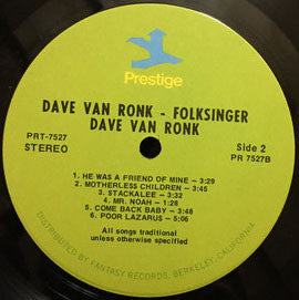 Dave Van Ronk : Folksinger (LP, Album, RE, Gre)