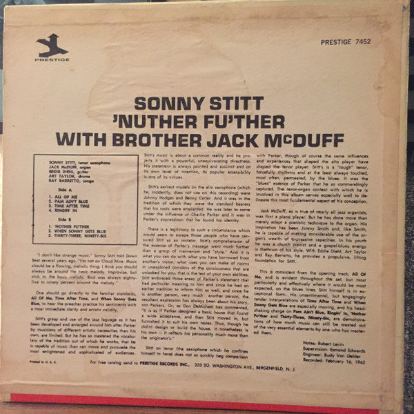 Sonny Stitt With Brother Jack McDuff : 'Nuther Fu'ther (LP, Album, Mono, RE)