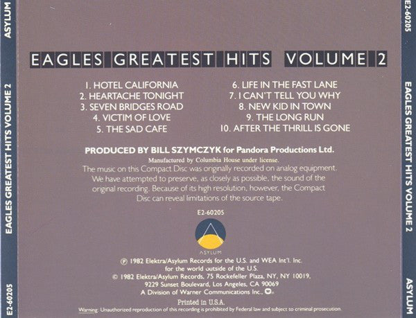 Eagles : Eagles Greatest Hits Volume 2 (CD, Comp, Club, RE, SRC)