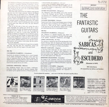 Sabicas And Escudero* : The Fantastic Guitars Of Sabicas And Escudero (LP, Album, Mono)