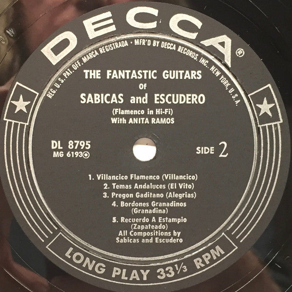 Sabicas And Escudero* : The Fantastic Guitars Of Sabicas And Escudero (LP, Album, Mono)