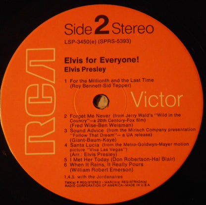 Elvis Presley : Elvis For Everyone! (LP, Album, RE)