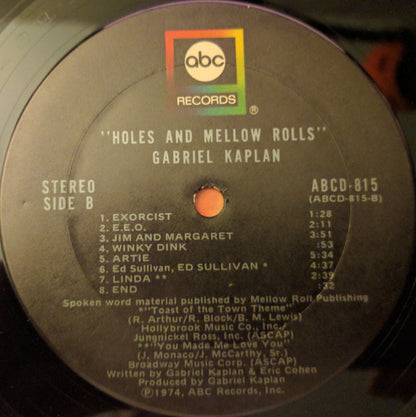Gabe Kaplan : Holes And Mellow Rolls (LP, Album, Ter)