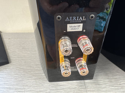 Aerial Acoustics 5T High Gloss Ebony Speakers with Kanto Metal Stands