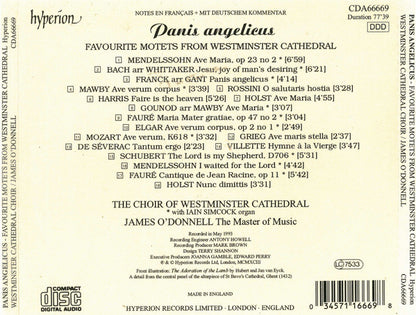 Westminster Cathedral Choir, James O'Donnell (2), Iain Simcock : Panis Angelicus (Favourite Motets From Westminster Cathedral) (CD, Album)