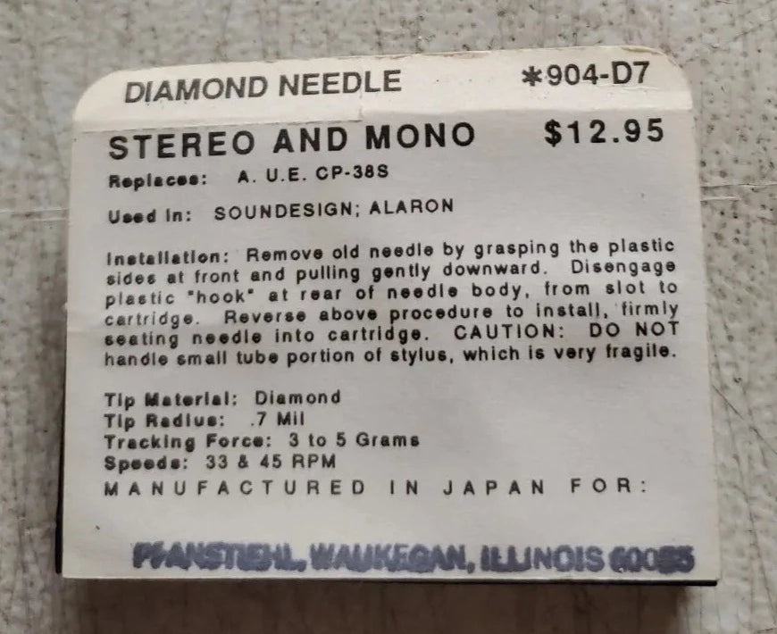 0904-D7 Pfanstiehl * Crosley , Pacconi Stylus