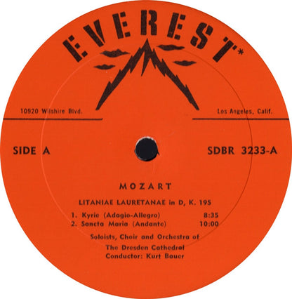 Mozart*, Soloists, Choir And Orchestra Of The Dresden Cathedral*, Kurt Bauer* : Litaniae Lauretanae In D, K. 195 (LP)