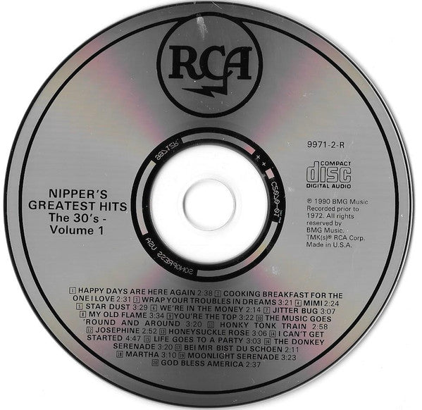 Various : Nipper's Greatest Hits - The 30's Volume 1 (CD, Comp, RE, RM)