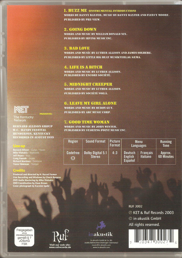 Bernard Allison : Kentucky Fried Blues (DVD-V, Album)