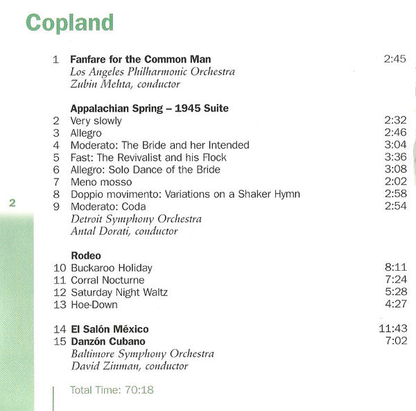 Copland* : Appalachian Spring / Fanfare for The Common Man / Rodeo / El Salón Mexicó / Danzón Cubano (CD, Comp)