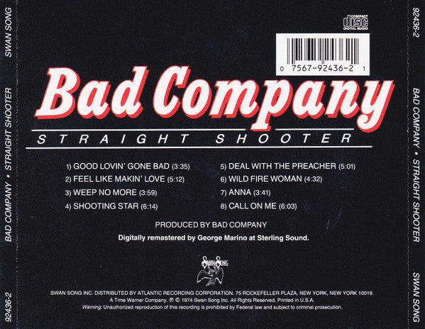 Bad Company (3) : Straight Shooter (CD, Album, RE, RM)