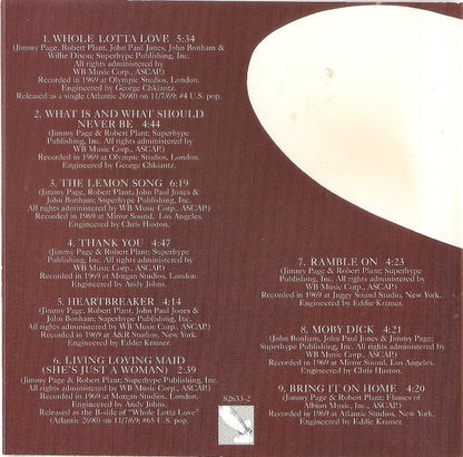 Led Zeppelin : Led Zeppelin II (CD, Album, Club, RE, RM, RP)