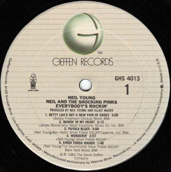 Neil Young & The Shocking Pinks : Everybody's Rockin' (LP, Album, Club)