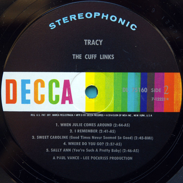 The Cuff Links : Tracy (LP, Album, Glo)
