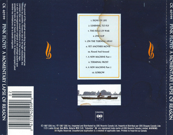 Pink Floyd : A Momentary Lapse Of Reason (CD, Album, DAD)
