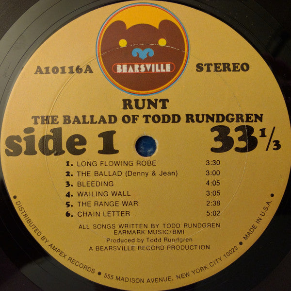 Runt.* : The Ballad Of Todd Rundgren (LP, Album, Ame)