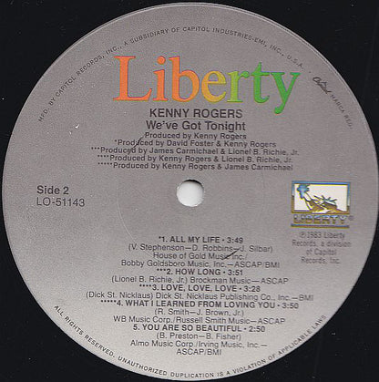 Kenny Rogers : We've Got Tonight (LP, Album, Jac)