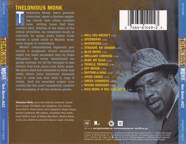 Thelonious Monk : Ken Burns Jazz (CD, Comp)
