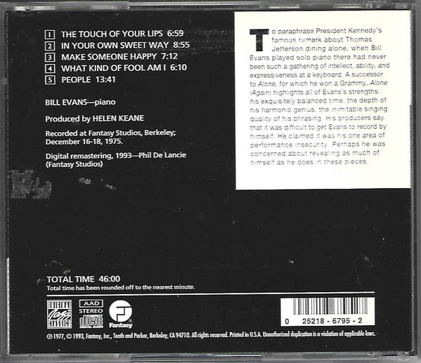 Buy Bill Evans : Alone (Again) (CD, Album, RE, RM) Online for a