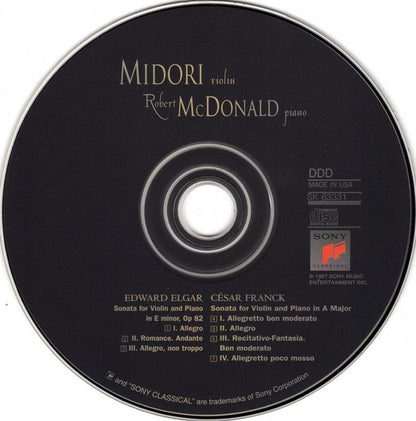 Elgar* & Franck* - Midori*, Robert McDonald : Elgar: Violin Sonata In E Minor, Op. 82 / Franck: Violin Sonata In A Major (CD, Album)