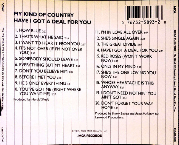 Reba McEntire : My Kind Of Country / Have I Got A Deal For You (CD, Album, Comp, RM)