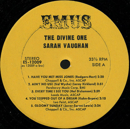 Sarah Vaughan : The Divine One (LP, Album, RE)