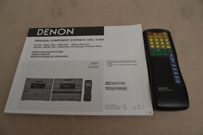 Denon D-1250 Mini Shelf Stereo System * 50W RMS * Remote * Manual
