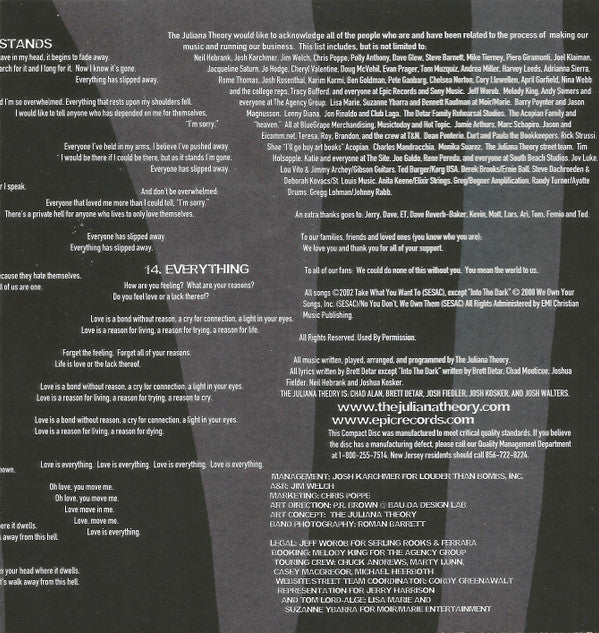 The Juliana Theory : Love (CD, Album, Enh, Son)