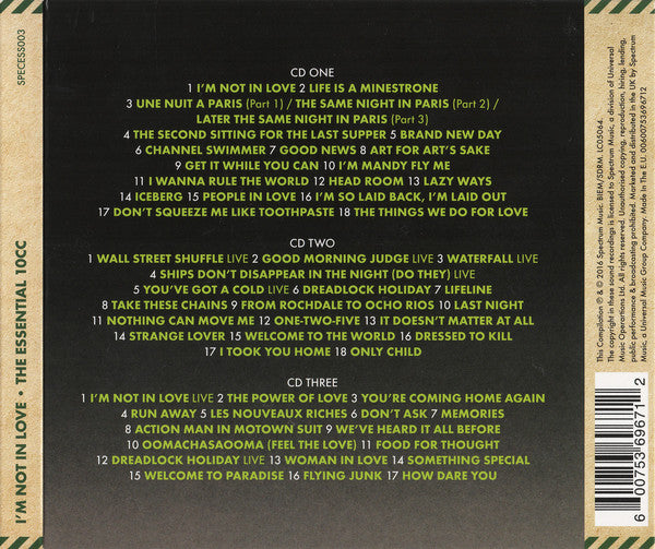 10cc : I'm Not In Love: The Essential (3xCD, Comp)