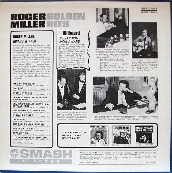 Roger Miller : Golden Hits (LP, Comp, Mono, Ric)