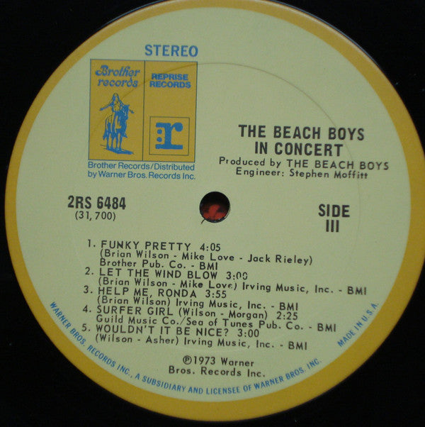 The Beach Boys : In Concert (2xLP, Album, Pit)