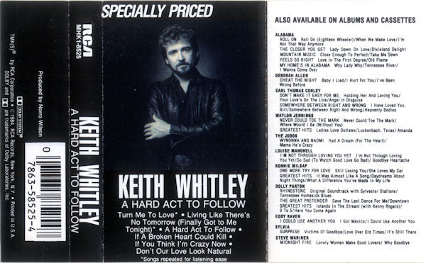 Keith Whitley : A Hard Act To Follow (Cass, MiniAlbum, Dol)