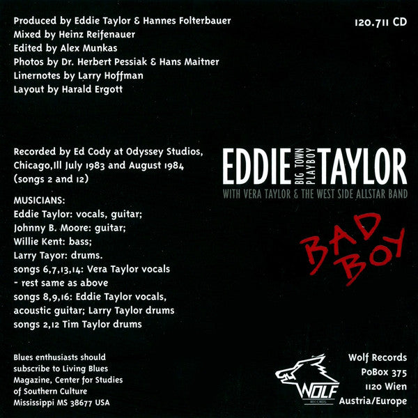 Eddie 'Big Town Playboy' Taylor* With Vera Taylor & The West Side Allstar Band* : Bad Boy (CD, Album, RE)
