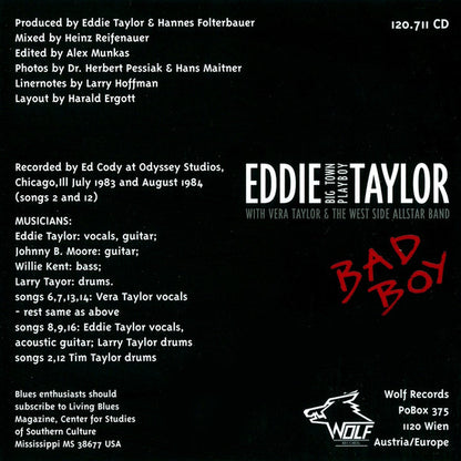 Eddie 'Big Town Playboy' Taylor* With Vera Taylor & The West Side Allstar Band* : Bad Boy (CD, Album, RE)
