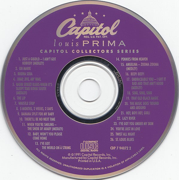 Louis Prima : Capitol Collectors Series (CD, Comp, Mono, RM)