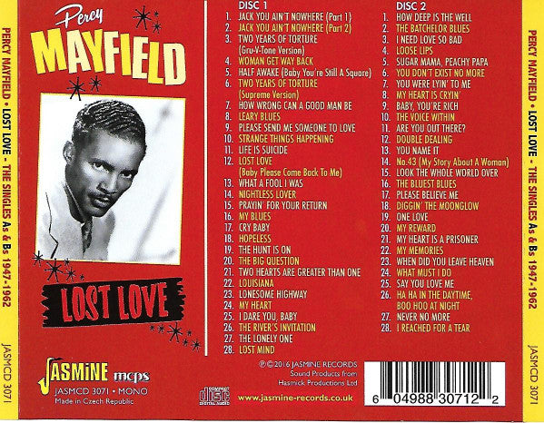 Percy Mayfield : Lost Love: The Singles As & Bs 1947-1962 (2xCD, Comp, Mono, RM)