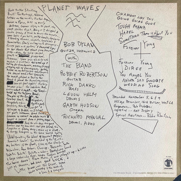 Bob Dylan : Planet Waves (LP, Album, Tex)